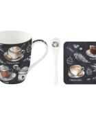 Easy Life Чаша с лъжица порцелан с коркова подложка 350 мл 'Barista' - Easy
