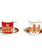 Easy Life Комплект 2 чаени чаши с чинийки порцелан 100 мл "Fancy Gingerbread"