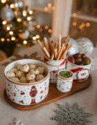 Easy Life Комплект 4 порцеланови купи с дървен поднос за сервиране "Nutcracker