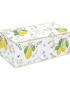 Easy Life Комплект от 4 порцеланови купи с дървена поднос за сервиране "Fleurs