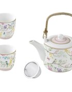 Easy Life Порцеланов чайник 600 ml с инфузер и 2 чаши "Birds Melody" - Easy L