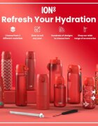 Ion8 Детска бутилка за вода recyclon 350 мл Red Unicorns -