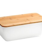 Kesper Кутия за хляб с дъска за рязане пластмаса 35 x 20 x 14 см бяла - K