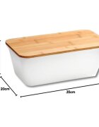 Kesper Кутия за хляб с дъска за рязане пластмаса 35 x 20 x 14 см бяла - K