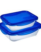 pyrex Комплект от 2 правоъгълни контейнера за храна с херметически капак т