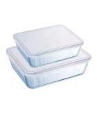 pyrex Комплект от 2 правоъгълни контейнера за храна с капаци изработени от