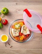 pyrex Кръгъл контейнер за храна с капак топлоустойчиво стъкло 18cm/1L - P