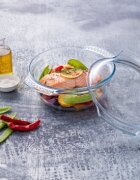 pyrex Кръгла купа с капак изработена от термоустойчиво стъкло 35 л + 14