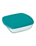 pyrex Квадратен контейнер за храна с капак термоустойчиво стъкло 25x22 см