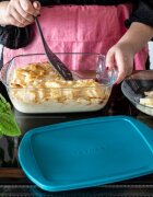 pyrex Квадратен контейнер за храна с капак термоустойчиво стъкло 25x22 см