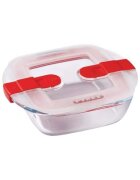 pyrex Квадратен контейнер за храна с капак топлоустойчиво стъкло 25x22cm/