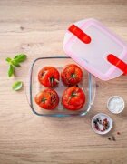 pyrex Квадратен контейнер за храна с капак топлоустойчиво стъкло 25x22cm/