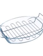 pyrex Овална тава за печене с решетка термоустойчиво стъкло 4 л -