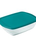 pyrex Правоъгълен контейнер за храна с капак термоустойчиво стъкло 28x20с