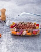 pyrex Правоъгълна чиния с капак изработена от боросиликатно стъкло топлоус