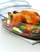 pyrex Правоъгълна чиния с капак изработена от боросиликатно стъкло топлоус