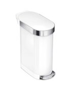 SimpleHuman Кошче за боклук с педали 45 L Slim White Steel -