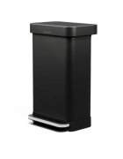 SimpleHuman Правоъгълен кош за боклук 45 л с педал Matte Black -