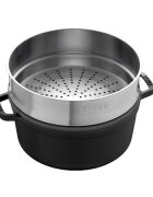 Staub Чугунена тенджера Cocotte с приставка за готвене на пара 24 см/379