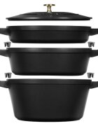 Staub Комплект съдове Cocotte от 3 части 24 см чугун черен -