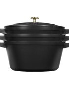 Staub Комплект съдове Cocotte от 3 части 24 см чугун черен -