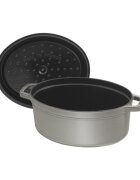 Staub Овален съд за готвене Cocotte чугун 29cm/4.2L Graphite Grey -