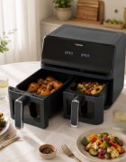 Zokura Двоен фритюрник с горещ въздух 8 л 1350+1350 W тъмно сив -