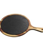 Zokura Поднос за сервиране изработен от дърво акация и шисти 367 x 25 см -