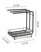 Zokura Поставка за кухненска гъба въглеродна стомана 21 x 145 x 26 см - Zo