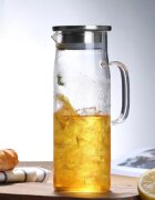 Zokura Стъклена гарафа с капак от неръждаема стомана 1.2L -