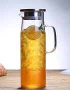 Zokura Стъклена гарафа с капак от неръждаема стомана 1.5L -