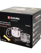 Zokura Тенджера за паста с 2 кошници неръждаема стомана 22см/6л -