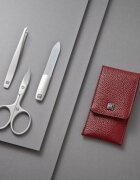 Zwilling Комплект от 3 части от неръждаема стомана червен кожен калъф - Zwilli