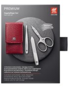 Zwilling Комплект от 3 части от неръждаема стомана червен кожен калъф - Zwilli