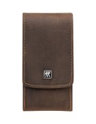 Zwilling Комплект за маникюр 3 части неръждаема стомана кафяв кожен калъф P