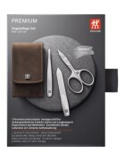 Zwilling Комплект за маникюр 3 части неръждаема стомана кафяв кожен калъф P