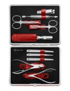 Zwilling Комплект за маникюр от 10 части кожен портфейл Червен - Cla