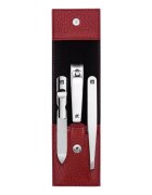 Zwilling Комплект за маникюр от 3 части кожен калъф с телчета червен - Zwilli