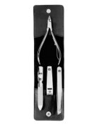 Zwilling Комплект за маникюр от 4 части неръждаема стомана кожен калъф черен