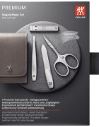 Zwilling Комплект за маникюр от 4 части неръждаема стомана сив кожен калъф P