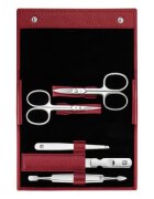 Zwilling Комплект за маникюр от 5 части кожен калъф червен Classic Inox - Zw