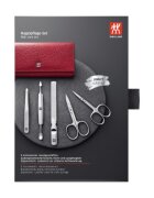 Zwilling Комплект за маникюр от 5 части кожен калъф червен Classic Inox - Zw