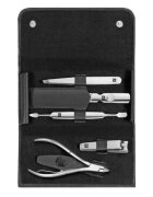Zwilling Комплект за маникюр от 5 части неръждаема стомана кожен калъф черен