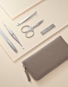Zwilling Комплект за маникюр от 5 части никелирана стомана кафяв кожен калъф