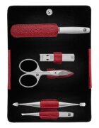 Zwilling Комплект за маникюр от 5 части сатенирана неръждаема стомана червен