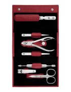 Zwilling Комплект за маникюр от 7 части кожен портфейл с телчета червен - Zwi