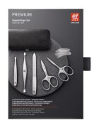 Zwilling Сатениран комплект от неръждаема стомана от 5 части черен кожен калъф