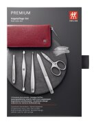 Zwilling Сатениран комплект от неръждаема стомана от 5 части червен -