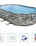 Bestway Power Steel Comfort Jet Series Басейн овален 610x366x122 см
