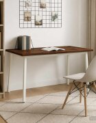 vidaXL 140 x 80 x 75 cm Солидно акациево дърво Тъмен кафяв и бяло